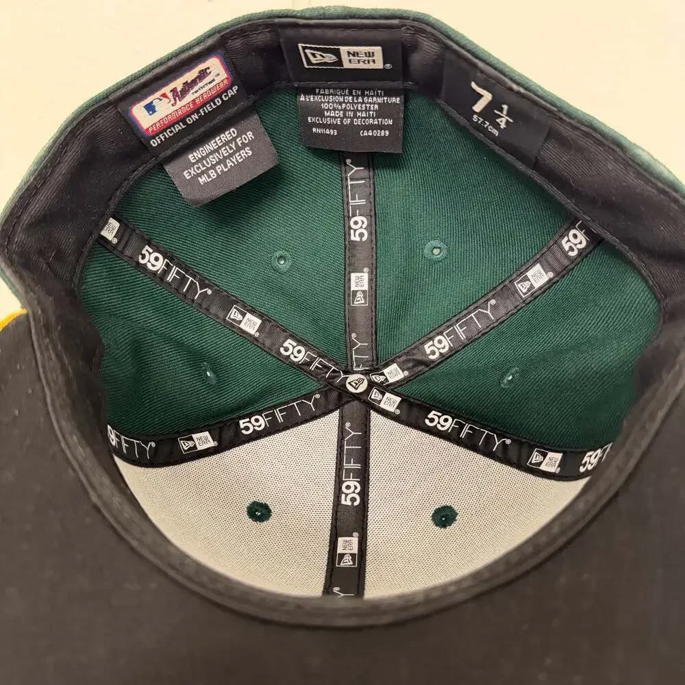 New Era 59FIFTY Oakland Athletics MLB Fitted Hat Size 7 1/4 Dark Green Gold